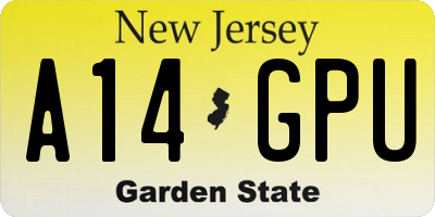 NJ license plate A14GPU