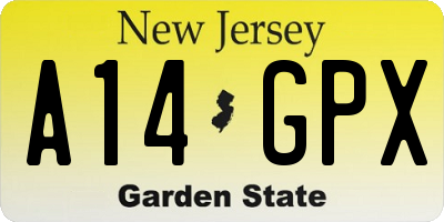 NJ license plate A14GPX
