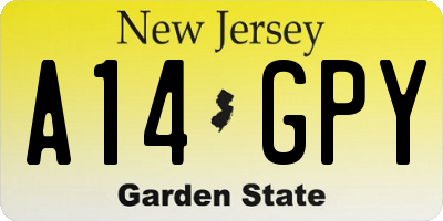 NJ license plate A14GPY