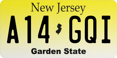 NJ license plate A14GQI
