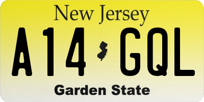 NJ license plate A14GQL