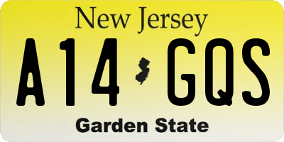 NJ license plate A14GQS