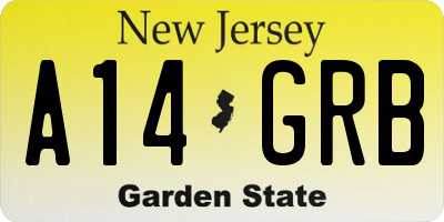 NJ license plate A14GRB