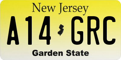 NJ license plate A14GRC