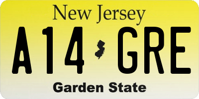 NJ license plate A14GRE