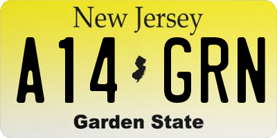 NJ license plate A14GRN