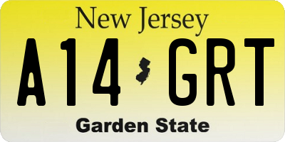 NJ license plate A14GRT