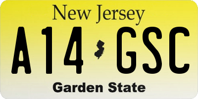 NJ license plate A14GSC