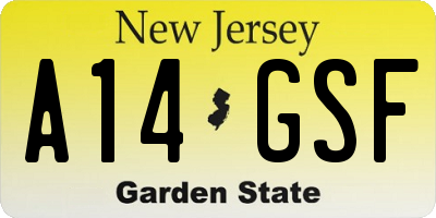NJ license plate A14GSF