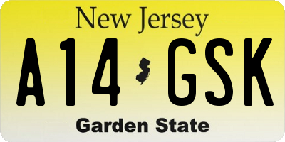 NJ license plate A14GSK