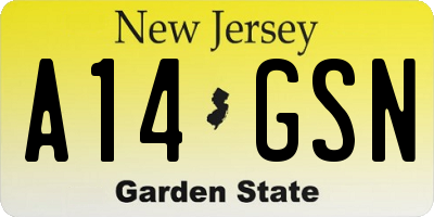NJ license plate A14GSN