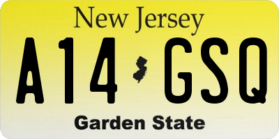 NJ license plate A14GSQ