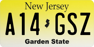 NJ license plate A14GSZ