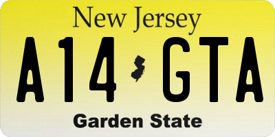 NJ license plate A14GTA