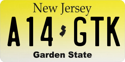 NJ license plate A14GTK