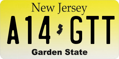 NJ license plate A14GTT