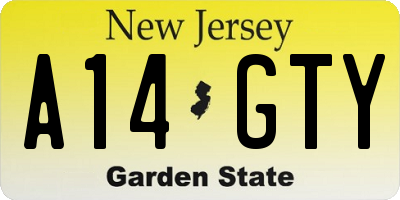 NJ license plate A14GTY