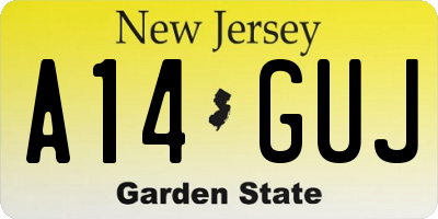 NJ license plate A14GUJ