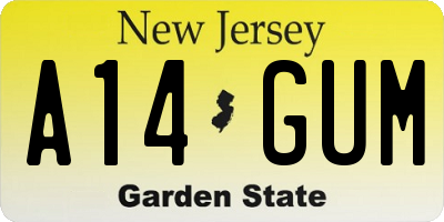 NJ license plate A14GUM