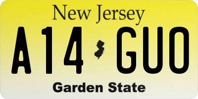 NJ license plate A14GUO
