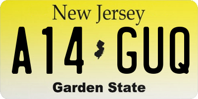 NJ license plate A14GUQ