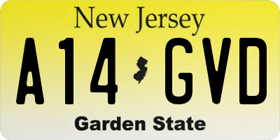 NJ license plate A14GVD