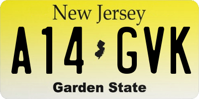 NJ license plate A14GVK