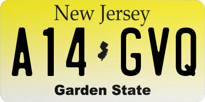 NJ license plate A14GVQ