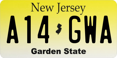 NJ license plate A14GWA