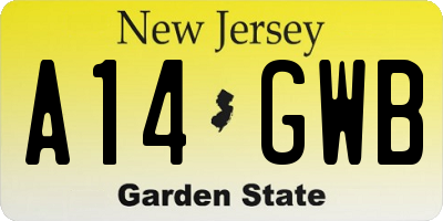 NJ license plate A14GWB