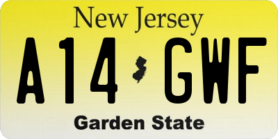 NJ license plate A14GWF