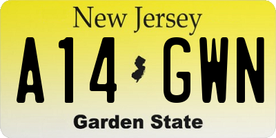 NJ license plate A14GWN
