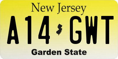 NJ license plate A14GWT