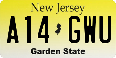 NJ license plate A14GWU