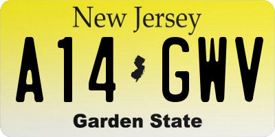 NJ license plate A14GWV
