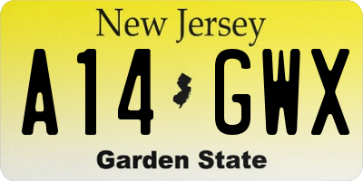NJ license plate A14GWX
