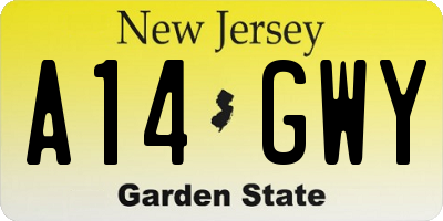 NJ license plate A14GWY