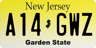 NJ license plate A14GWZ
