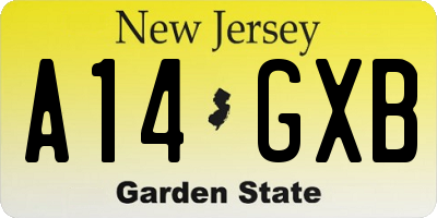 NJ license plate A14GXB