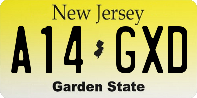 NJ license plate A14GXD
