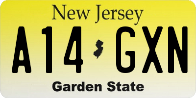 NJ license plate A14GXN