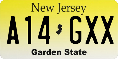 NJ license plate A14GXX