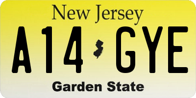 NJ license plate A14GYE