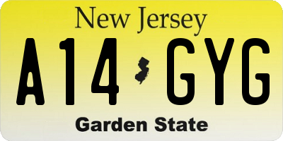 NJ license plate A14GYG