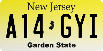NJ license plate A14GYI