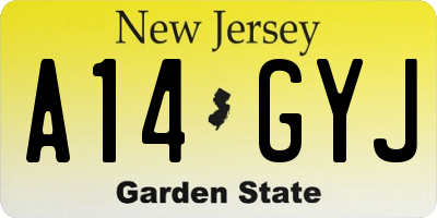 NJ license plate A14GYJ