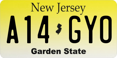 NJ license plate A14GYO