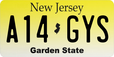 NJ license plate A14GYS