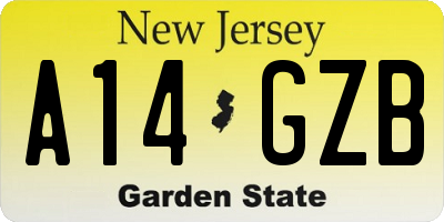 NJ license plate A14GZB