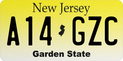 NJ license plate A14GZC